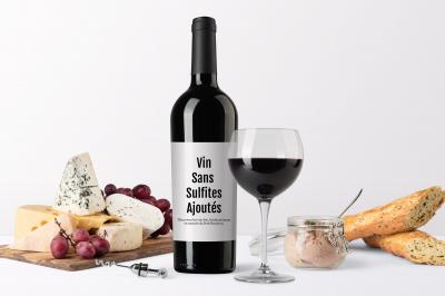 Bouteille de vin sans sulfites ajoutés